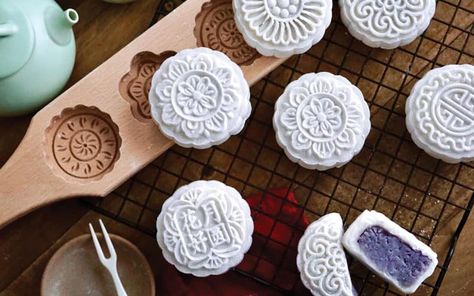 Snowy Skin Ube Mooncakes | Second Harvest of Silicon Valley Vegan Corn Fritters, Yam Or Sweet Potato, Purple Yam, Glutinous Rice Flour, Corn Fritters, Happy Lunar New Year, Glutinous Rice, Mooncake, Easy Treats