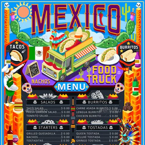 Mexican Food Truck Ideas Design, Mexican Food Truck Design, Food Trucks Ideas, Mexican Food Truck, Mexican Festival, Nacho Libre, Food Truck Menu, Truck Graphics, Eating Tacos