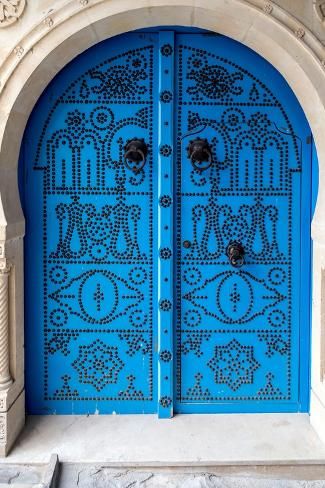 size: 12x8in Photographic Print: Traditional Tunisian Door by EnginKorkmaz : Portugese Design, Moroccan Doors, French Front Doors, Ornament Door, Moroccan Door, Blue Doors, Gorgeous Doors, Door Art, Blue Monday