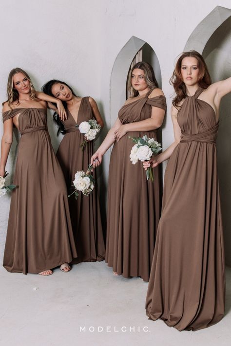 Bridesmaids Dresses - 99 Ways To Style	Gorgeous infinity dresses - available in over 120 colours across 3 fabrics. Bridesmaid Infinity Dress, Multiway Bridesmaid Dress, Infinity Dresses, Model Chic, Infinity Dress Bridesmaid, Wedding Shopping, Perfect Bridesmaid Dress, Infinity Dress, Bridesmaids Dresses