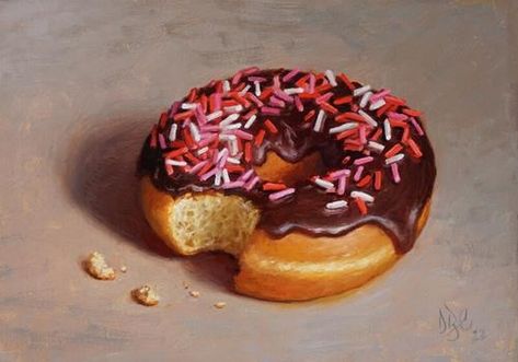 DPW What's New - Affordable Original Fine Art and Artist Websites Donut Painting, Donut With Sprinkles, Glazed Donut, Candy Art, Food Painting, Donut Shop, Donut Glaze, Gcse Art, Handmade Beauty Products