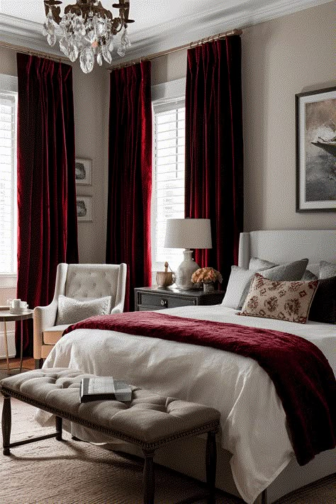 15 Aesthetic Red Bedroom Ideas To Refresh Your Bedroom Now Red Themed Room Aesthetic, Dark Burgundy Bedroom, Bedroom Red Aesthetic, Burgundy Bedroom Walls, Pink And Burgundy Bedroom, Burgundy Room Ideas Bedrooms, Dark Red Bedroom, Red Bedroom Aesthetic, Red Room Aesthetic