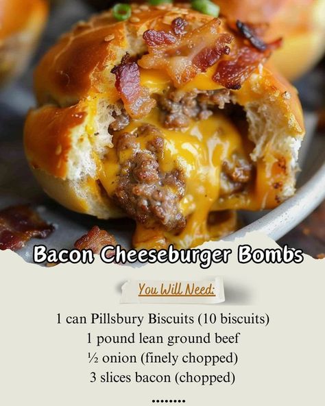 Homemade Recipes Pillsbury Biscuits, Grandma's Recipes, Flaky Biscuits, Burger Sliders, Biscuit Dough, Bacon Cheeseburger, Grandmas Recipes, Ground Beef Recipes, Cheeseburger