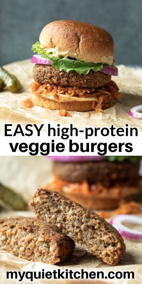 Homemade Air Fryer Veggie Burgers Vegan Burger Patties, Tvp Recipes, Burger Homemade, Vegetarian Burger Recipe, Veggie Burger Patties, Gluten Free Burger, Vegan Meat Recipe, Homemade Veggie Burgers, Fat Free Vegan