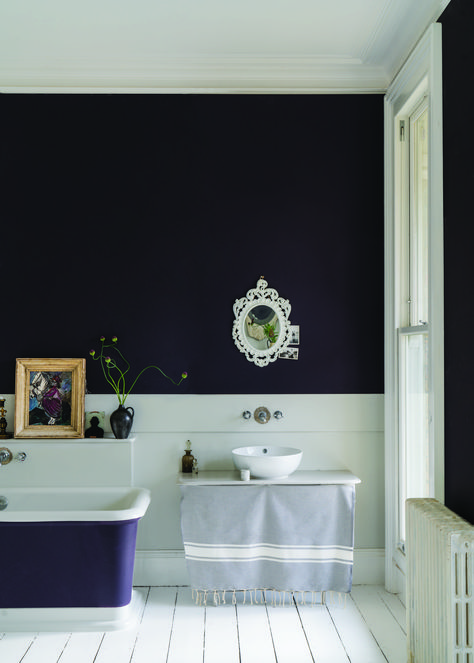 Looking for fresh, new colors for your home in 2019? Fall in love with these coveted shades by Farrow & Ball and enter to win $1,000 worth of free paint! Paean Black, Small Bathroom Paint Colors, Marble Effect Wallpaper, Farrow Bal, Small Bathroom Paint, Dark Bathroom Ideas, Farrow & Ball, Dark Bathrooms, New Paint Colors