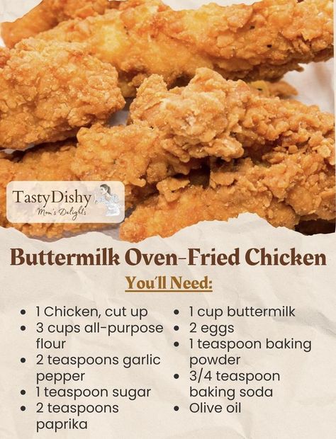 Buttermilk Oven Fried Chicken, Best Fried Chicken Recipe, Fried Chicken Ingredients, Oven Fried Chicken Recipes, Fried Chicken Recipe Southern, Kfc Chicken Recipe, Cooked Chicken Recipes, Fried Chicken Recipe, Oven Fried