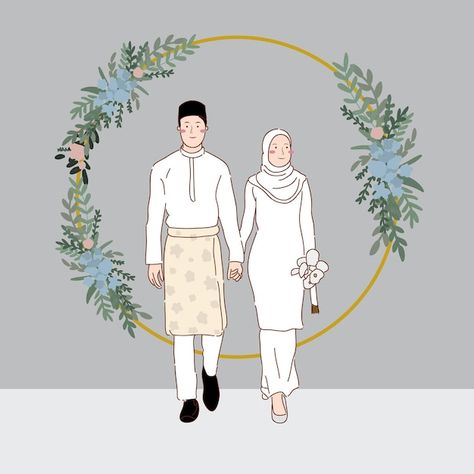 Comic Wedding Invitations, Wedding Couple Illustration, Melayu Wedding, Comic Wedding, Wedding Illustration Card, Couple Illustration Wedding, Wedding Couple Cartoon, Wedding Vector Art, Wedding Graphics