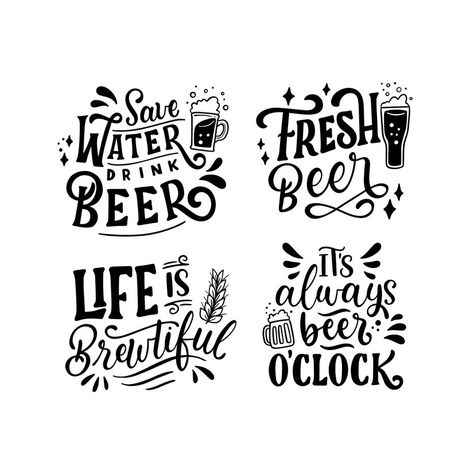 Free Vector | Monochrome lettering beer stickers collection Beer Stickers, Stickers Collection, Beer Label, Sticker Collection, Drinking Beer, Graphic Resources, Mood Board, Vector Free, Typography