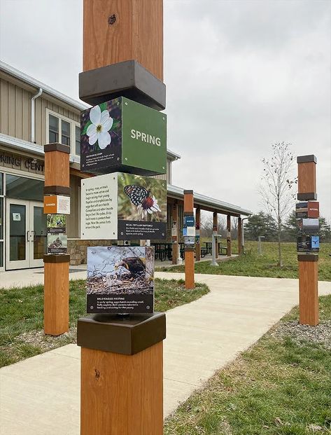 Should signage in a garden blend in or stand out? Outdoor Museum Design, Entrance Signage Design, Interactive Signage, Garden Signage, Interpretive Signage, Entrance Signage, Alpine House, Park Signage, Wayfinding Signage Design