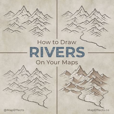 Map Effects, River Drawing, Map Sketch, Fantasy Map Making, Planet Drawing, Fantasy World Map, Mountain Drawing, Map Maker, Writing Fantasy