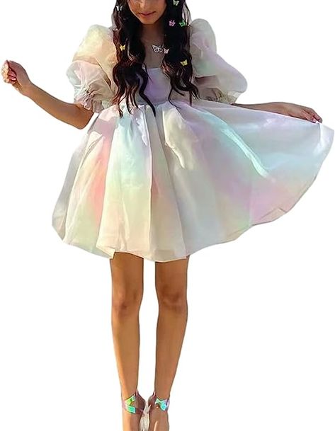 Tulle Princess Dress, Mini Skirt Party, Puffy Skirt, Tulle Mini Dress, Club Party Dresses, Princess Ball Gowns, Bubble Skirt, Puff Sleeve Dresses, Prom Dresses With Sleeves