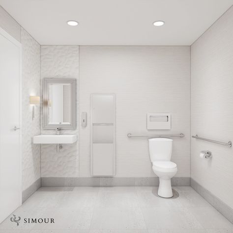 Intentional design involves an open-eye to transform all spaces and touch points with your patients and guests. When thinking of medical interior design, we often think of an amazing lounge or consultation clinic. But did you know that it's also important to keep an eye of the restroom? An often overlooked space, the restroom is the only place where you can have your patient's undivided attention, so it's important to put in special considerations on how it can be part of the patient experience. Medical Interior Design, Medical Office Interior, Hospital Project, Intentional Design, Undivided Attention, Therapy Center, Restroom Design, Floor Bathroom, Medical Office