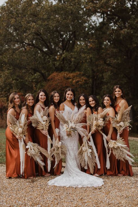 A Terracotta Wedding Is What Boho Dreams Are Made Of! - Green Wedding Shoes Rust Bridesmaid Dress Western, Inside Boho Wedding, Big Boho Wedding Bouquet, Terracotta And Khaki Wedding, Boho Bridesmaids Dresses, Olive Green Terracotta Wedding, Fall Wedding Dresses Bride, Black Terracotta Wedding, Western Boho Wedding Ideas