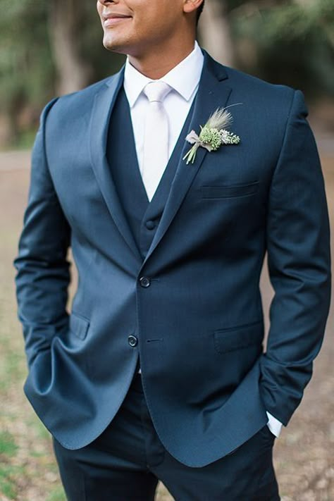 Blue Groomsmen Suits, Groom Blue Suit, Navy Groom, Wedding Tux, Groom Wedding Attire, Blue Suit Men, Blue Suit Wedding, The Suits, Wedding Suits Groom