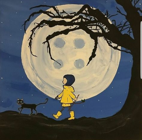 Coraline Drawing, Coraline Art, Coraline Aesthetic, Coraline Jones, Small Canvas Art, Hippie Art, Art Inspiration Painting, Book Art Drawings, Coraline