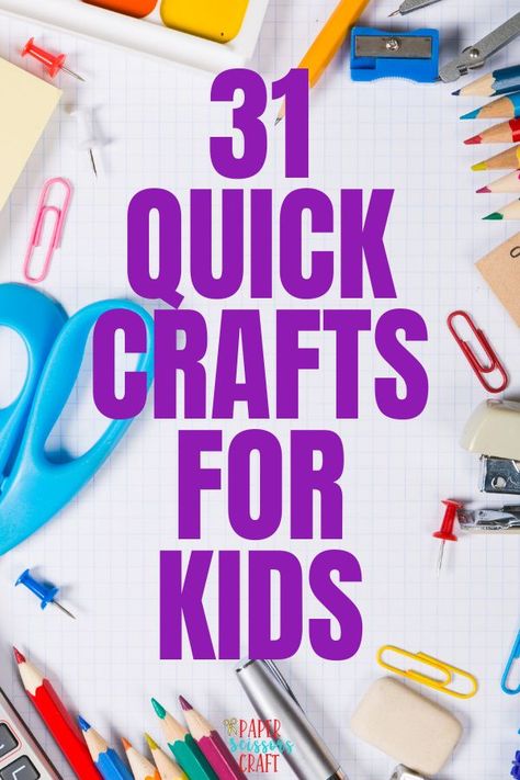 31 Quick and simple crafts for kids that take 10 minutes or less, easy crafts for kids, easy toddler crafts, easy kids activities, fast kids crafts, fast toddler crafts, fast activities for kids, diy crafts, cheap kids crafts, #quickcrafts, #simplecrafts, #kidscrafts, #toddlercrafts, #craftsforkids, #cheapcraftsforkids Simple Craft For Kindergarten, Crafts For Seven Year Olds, At Home Arts And Crafts For Kids, Simple Craft For Toddlers, Kindergarten Diy Crafts, Easy Projects For Toddlers, Craft For School Age Kids, Fun Crafts For Kindergarten, Easy Crafts For 4 Yo