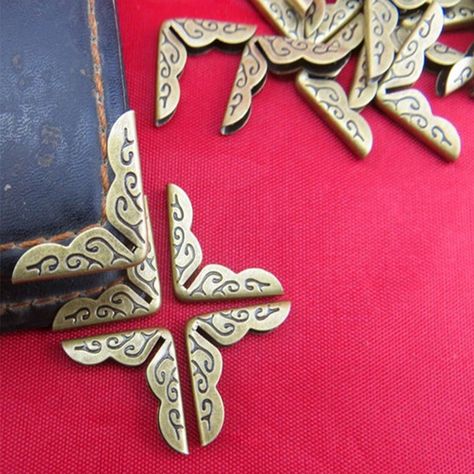 Decor Notebook, Book Corner, Book Notebook, Corner Decor, Book Corners, Corner Protectors, Album Book, Bronze Metal, Antique Metal