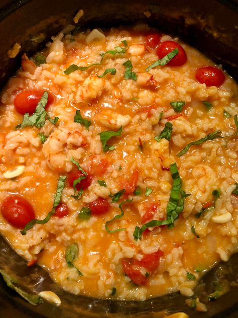 Risotto Recipes Easy, Shrimp Risotto, Seafood Risotto, Tomato Risotto, Steak And Shrimp, Pasta Sides, Couscous Recipes, Risotto Recipes, Tomato Recipes