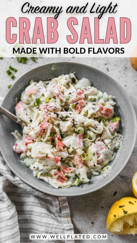 Crab Salad With Greek Yogurt, Mediterranean Diet Crab Recipes, Artificial Crab Salad, Healthy Imitated Crab Recipes, Imitatation Crab Salad Recipe, Fertility Recipes, Crab Recipes Easy, Crab Salad Sandwich, Crab Meat Salad