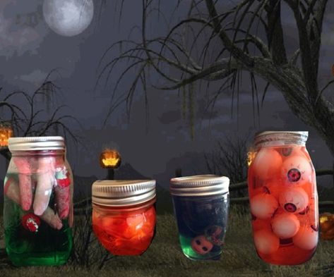 DIY: Spooky Halloween Specimen Jars – The Craft Bakery Spooky Jars, Spiritual Crafts, Specimen Jars, Lab Decorations, Halloween Decor Ideas, Potion Bottles, Homemade Halloween, Halloween Inspo, Jar Diy