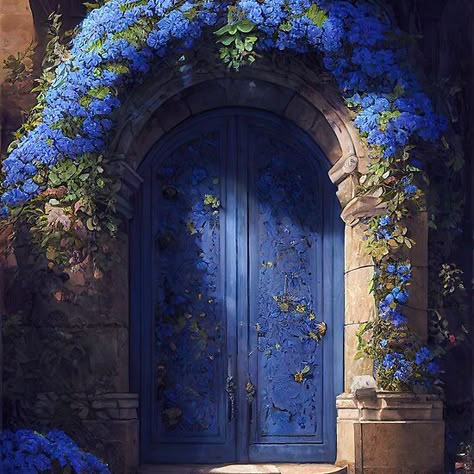 Evil Aesthetic, Blue Doors, Gothic Buildings, Library Aesthetic, Flowers Arrangements, Flower Landscape, African People, Fantasy House, Fantasy Images