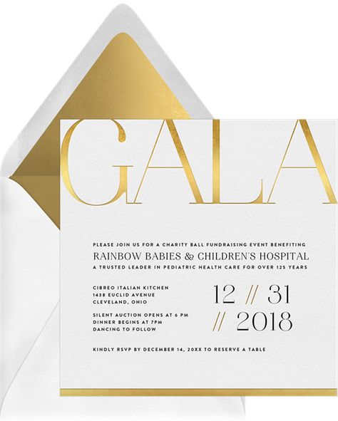 Modern Gala by Signature Greenvelope | Greenvelope.com Minimalist Card Design, Invitation Design Inspiration, Gala Invitation, Gala Decorations, Event Brochure, Business Invitation, Elegant Typography, Brochure Design Inspiration, Graph Design