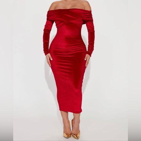 Midi Dress Long Sleeve, Blessed Wednesday, Red Wedding Dress, Plus Size Mini Dresses, Midi Dress Plus Size, Shoulder Stretch, Red Velvet Dress, Velvet Midi Dress, Janet Guzman