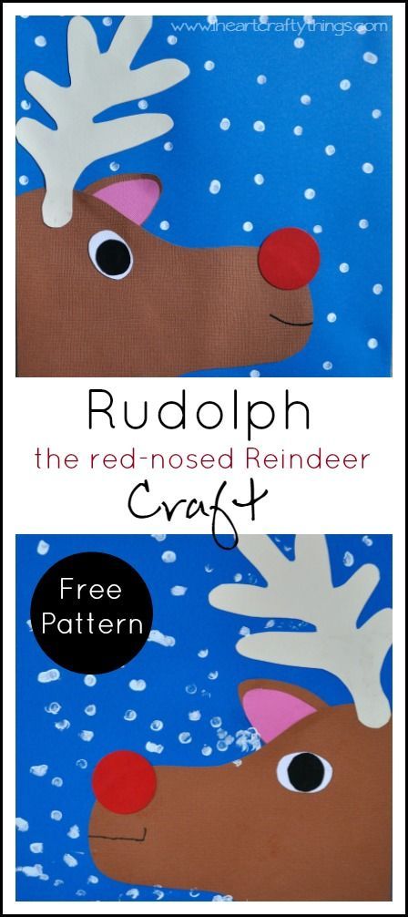 Christmas Kids Craft | Make a Rudolph the Red-Nosed Reindeer Craft out of paper and add dots of snow. Free Pattern included in the blog post. | from I Heart Crafty Things Rudolph Crafts, Paper Craft For Kids, Christmas Art Projects, December Crafts, Reindeer Craft, Rudolph The Red Nosed Reindeer, Christmas Kindergarten, Craft Kids, Craft Christmas