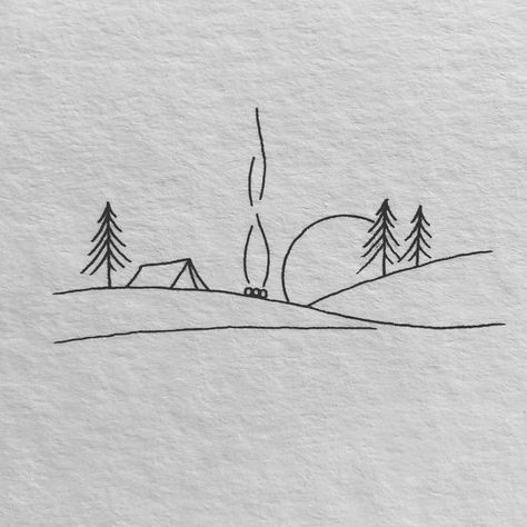 심플한 그림, Mountain Drawing, Minimalist Drawing, Commonplace Book, Small Drawings, Easy Doodles Drawings, Pencil Art Drawings, Mini Drawings, Cute Easy Drawings