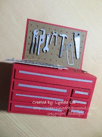 Lynda's Quiet Time : mailable toolbench pop-up card Cricut Pop Up Cards, Tool Box Card, Toolbox Card, Unique Valentine Box Ideas, Bench Card, Popup Cards, Tarjetas Pop Up, Exploding Box Card, Tool Bench