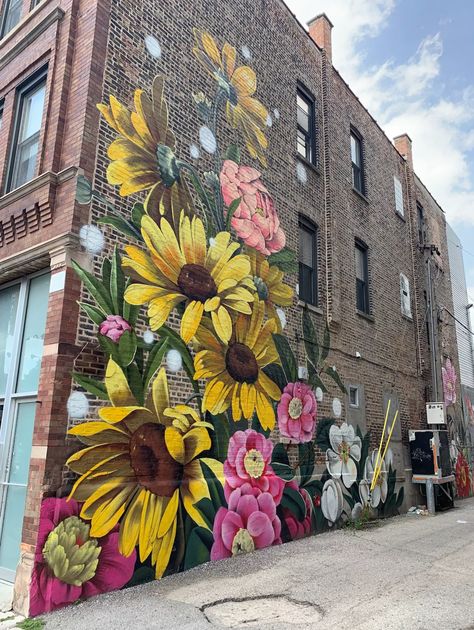 Chicago mural must-sees: Check out these 12 great examples of the city’s public art scene - Chicago Sun-Times Nicholas Avery, Mural Street Art, Chicago Murals, Sacred Garden, Garden Mural, Flower Mural, Bamboo Art, Chicago Artists, Chicago River