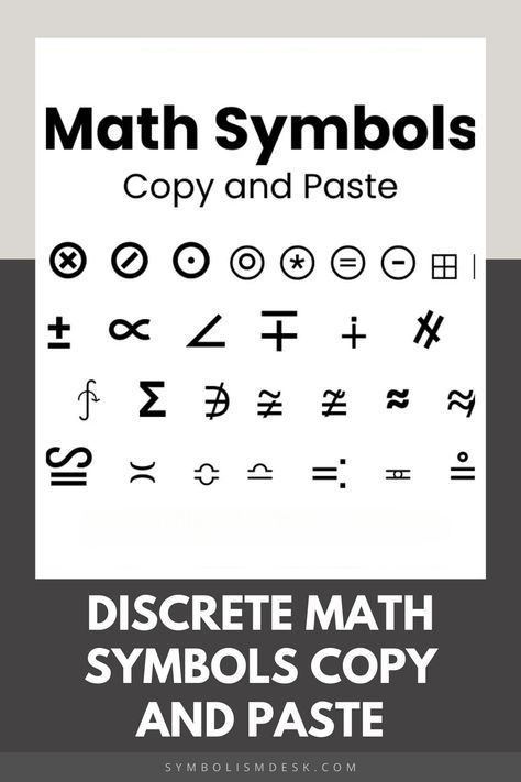 Access a complete guide to discrete math symbols, including logical and set theory symbols, for easy copy-and-paste use. Simplify your work today! #DiscreteMath #MathSymbols #CopyAndPaste Symbols Copy And Paste, Math Sets, Discrete Math, Set Theory, Symbols Meaning, Discrete Mathematics, Math Symbols, Absolute Value, Math Work