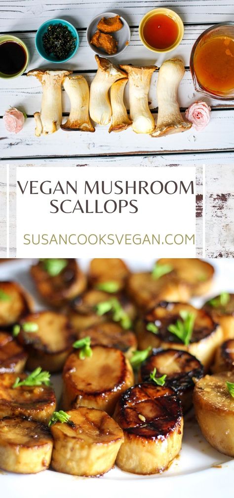 Vegan Mushroom Scallops, Maitake Mushroom Recipe Vegan, Recipes With Trumpet Mushrooms, Chestnut Mushroom Recipes Vegan, Mushroom Dessert Recipes, Trumpet Royale Mushroom Recipe, King Bolete Mushroom Recipe, Vegan Meals With Mushrooms, King Trumpet Mushroom Recipes