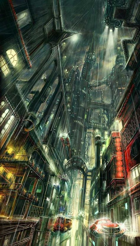 Its my cake day! Have some cyberpunk art and backgrounds :3 - Imgur Urban Fantasy Art, Cyberpunk 2020, Sci Fi Landscape, Sci Fi City, Abstract City, Dark City, Cyberpunk City, Arte Cyberpunk, City Painting