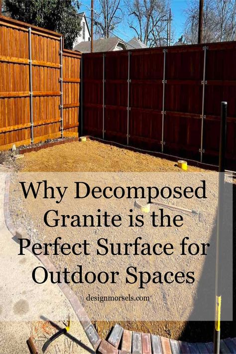 Decomposed Granite Patio Outdoor Spaces, Backyard Decomposed Granite Ideas, Decomposed Granite Backyard Ideas, Compressed Granite Backyard, Decomposed Granite Garden, Deconstructed Granite Landscaping, Crush Granite Landscape, Low Maintenance Patio Ideas, Composite Granite Landscape