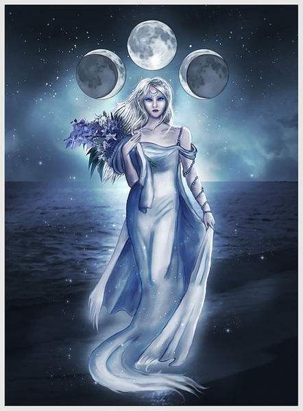 Luna Tattoo, Wiccan Art, Anime Show, Moon Song, Triple Moon Goddess, Pagan Art, Fantasy Magic, Triple Goddess, Goddess Art