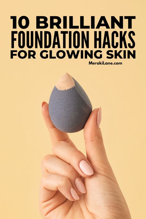 10 Brilliant Foundation Hacks for Beautiful Glowing Skin | If you want to learn how to apply and blend foundation so it's flawless and cake-free, this post is for you! We're sharing the best tips, tricks, and step by step tutorials to help you get that dewy, glowing, no-makeup makeup look! Click to learn foundation mistakes to avoid, how to prep your skin, and our best foundation application techniques to ensure your product doesn't settle into fine lines and looks smooth and sleek! How To Get Foundation To Look Smooth, Tips For Flawless Makeup, Make Order Of Application, Best Order To Apply Makeup, How To Get Flawless Foundation, How To Apply Foundation Korean, Face Prep For Makeup, How To Apply Flawless Makeup, How To Apply Flawless Foundation