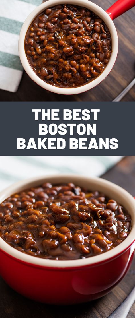 Baked Beans With Black Beans, Baked Beans Recipe With Grape Jelly, Boston Beans Recipe, Recipes Using Salt Pork, Baked Black Beans, Thick Baked Beans, Boston Recipes, Homemade Beans Baked, Tomato Baked Beans