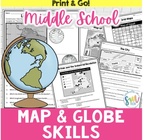 Teaching Map Skills in Middle School — Sarah Miller Tech Teaching Map Skills, Social Studies Activities Middle School, Middle School Social Studies Classroom, Amp Drawing, Teaching Maps, Map Skills Worksheets, Sarah Miller, Middle School Lesson Plans, 6th Grade Social Studies