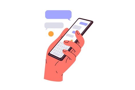 Smartphone in hand. Vector illustration Hand Holding Phone Illustration, Smartphone Illustration, Hand Holding Phone, Hand Phone, Pointing Hand, Hand Reference, Phone Hacks, Illustration Character, 2d Animation