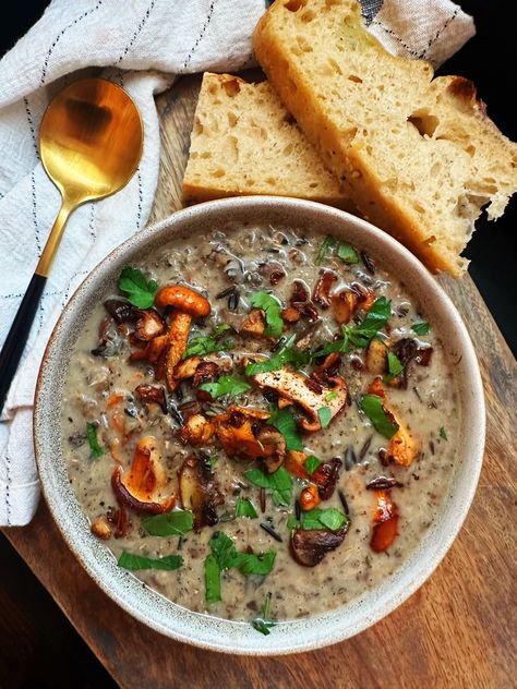 Creamy Wild Rice & Mushroom Soup Wild Rice And Mushroom Soup Crockpot, Wild Rice Vegetable Soup, Mushroom Soup Crockpot, Wild Rice And Mushroom Soup, Wild Rice Mushroom Soup, Rice Mushroom Soup, Mushroom Wild Rice Soup, Wild Rice Mushroom, Creamy Wild Rice