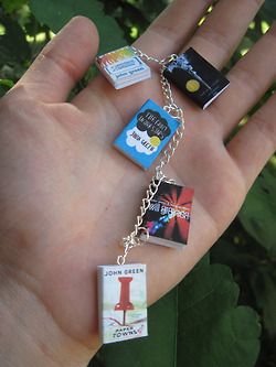 Book Charm Bracelet, Book Swag, John Green Books, Book Charm, Swag Ideas, All The Bright Places, Paper Towns, The Fault In Our Stars, Miniature Books