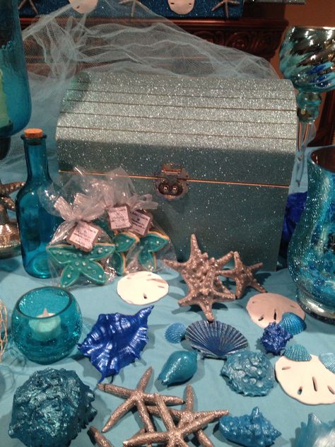 Decorations for my daughter's Under the Sea Sweet 16 Sweet 16 Under The Sea Theme, Under The Sea Sweet 16 Ideas, Beach Sweet 16 Ideas, Under The Sea Quinceanera Theme, Mermaid Sweet 16, Under The Sea Sweet 16, Beach Sweet 16, Under The Sea Quince, Under The Sea Prom