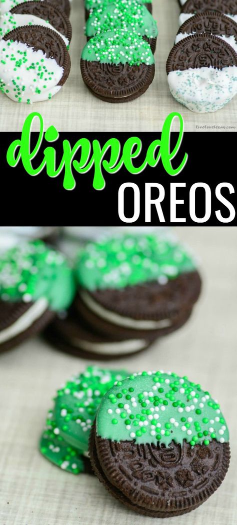 Oreo Snacks, Chocolate Dip Recipe, St Patricks Food, Oreo Bites, St Patrick Day Snacks, Small Cookies, Cookie Decorating Icing, St Patrick Day Treats, Green Desserts