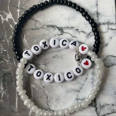 - Los Toxicos Bracelets - Handmade - One Size - Magnetic Af1 Bracelet, Ken Carson Bracelet, Peso Pluma Bracelet Ideas, Bracelet Tutorials String, Kandi Bracelets For Couples, Bracelets Of Beads, Matching Bracelet Ideas For Best Friends, Cute Bff Bracelet Ideas, Xplr Bracelet Ideas