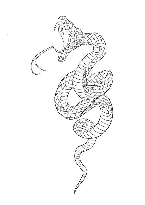 Rattlesnake Tattoo, Snake Outline, Dragon Tattoo Drawing, Japanese Snake Tattoo, Irezumi Tattoo, Cobra Tattoo, Half Sleeve Tattoos Drawings, Snake Drawing, Snake Tattoo Design