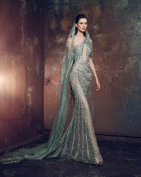 Aquamarine Wedding Dress, Turquoise Dress Outfit Wedding, Ziad Nakad, Runway Gowns, Goddess Dress, Fabulous Clothes, Gowns Wedding, Fantasy Dress, Gala Dresses