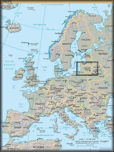 Lithuania in Europe map Europe Map Printable, World Map Europe, Flags Of European Countries, Maps Aesthetic, Geography For Kids, Map Of Europe, Physical Map, Map Vintage, Printable Maps