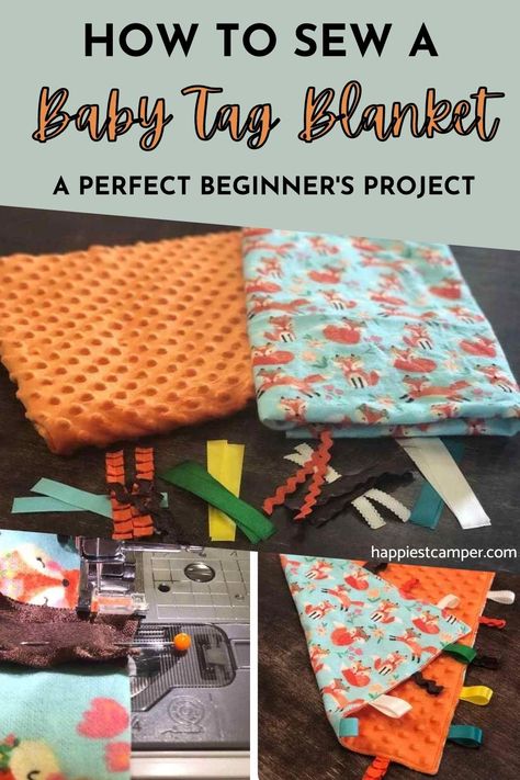 Tag Blankets For Babies Diy, Baby Blankets To Sew, Baby Items To Sew, Sewing Baby Gifts, Blanket Sewing Patterns, Sewing Projects For Babies, Basic Sewing Projects For Beginners, Sewing Baby Projects, Twin Items