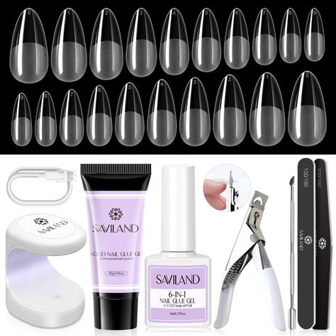 PRICES MAY VARY. ✨【Long Lasting Gel x Kit】Saviland gel x nail kit includes 30g solid nail glue gel,15ml gel nail glue, 500pcs soft nail tip,mini lamp,comes with nail tools nail file, nail buffer, cuticle pusher, U-shape nail clipper. One-acrylic nail kit meets your multiple needs.You can easily get your nails to extend and enjoy the fun of DIY nail art! ✨【Upgradd Solid Nail Glue Gel】Saviland solid nail glue gel is in a solid state, which is tack-free and easy to take glue. With the advanced ingr Gel X Kit, Solid Nail Glue, Nail Glue Gel, Gel X Nail, Quick Nail, Medium Coffin, Lamp Diy, Gel Nail Extensions, Nail Art Salon